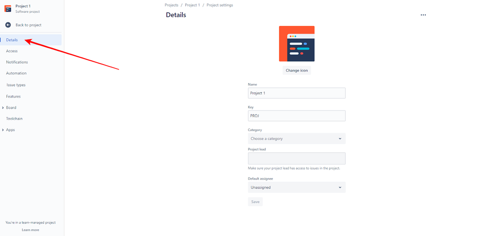 Jira Software screenshot showing the Details tab